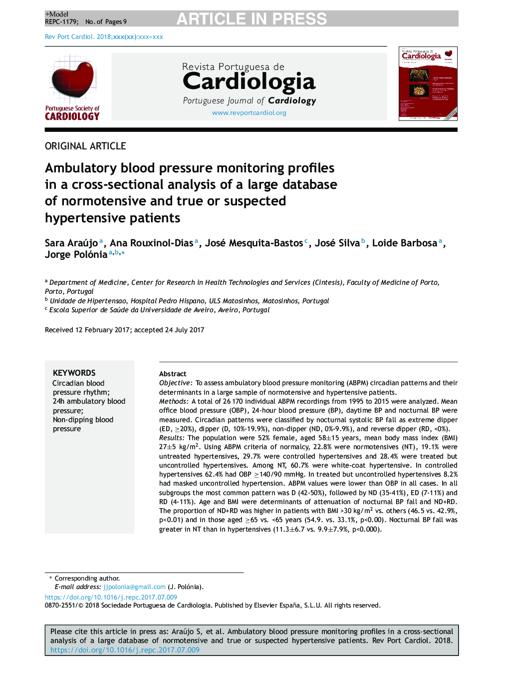 Ambulatory blood pressure monitoring profiles in a cross-sectional analysis of a large database of normotensive and true or suspected hypertensive patients