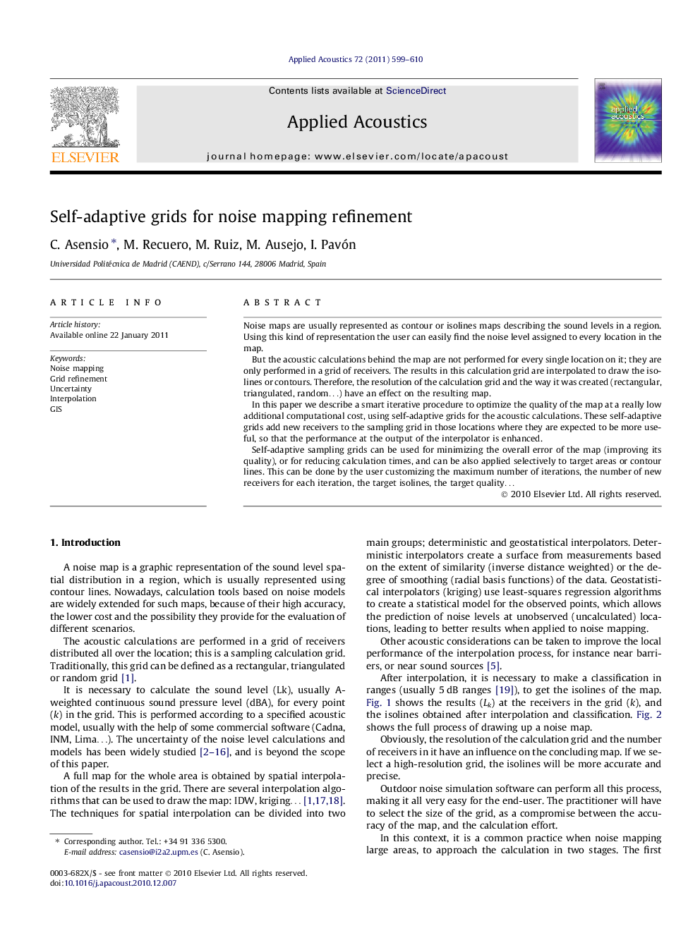 Self-adaptive grids for noise mapping refinement