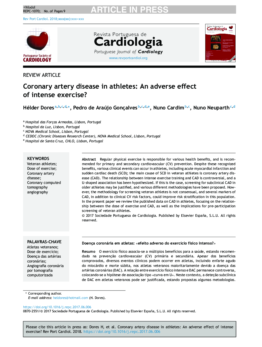 Coronary artery disease in athletes: An adverse effect of intense exercise?