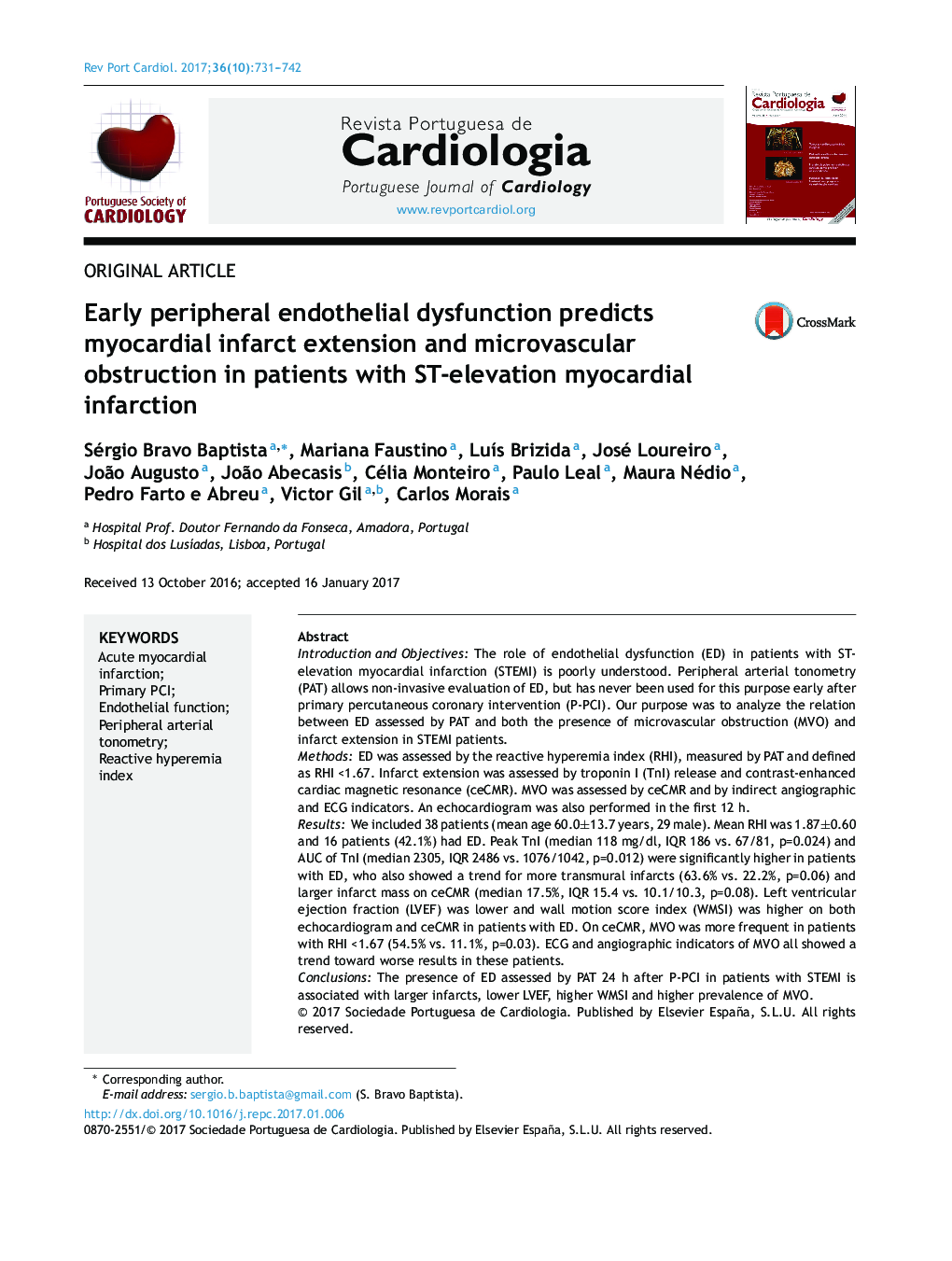 Early peripheral endothelial dysfunction predicts myocardial infarct extension and microvascular obstruction in patients with ST-elevation myocardial infarction