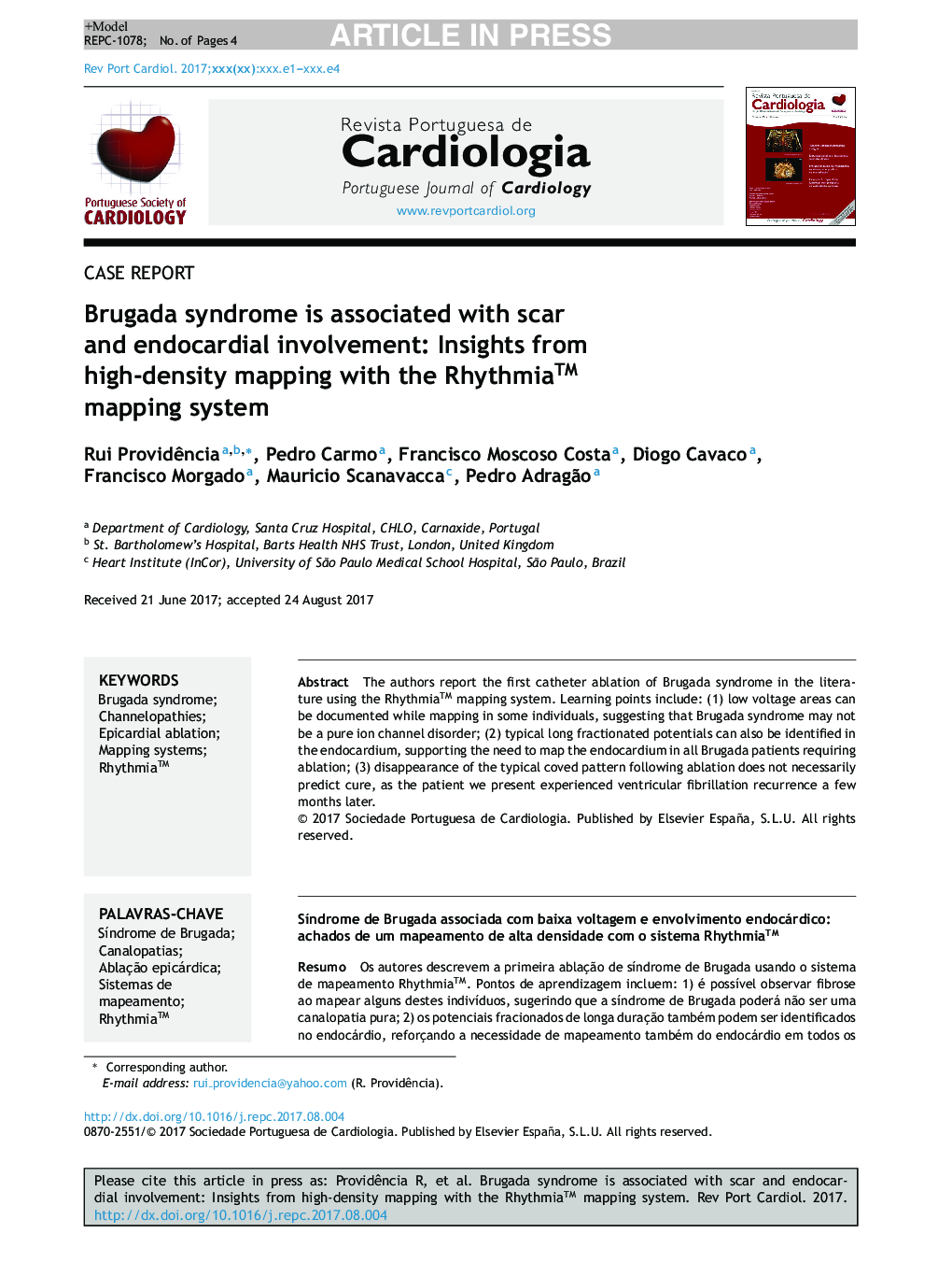 Brugada syndrome is associated with scar and endocardial involvement: Insights from high-density mapping with the Rhythmiaâ¢ mapping system