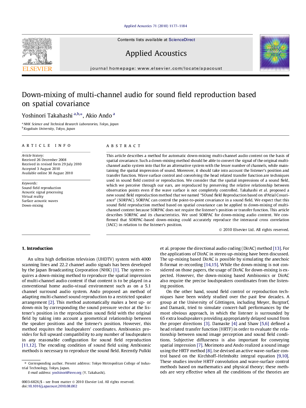 Down-mixing of multi-channel audio for sound field reproduction based on spatial covariance