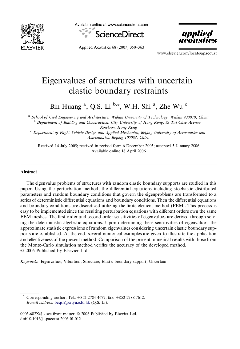 Eigenvalues of structures with uncertain elastic boundary restraints