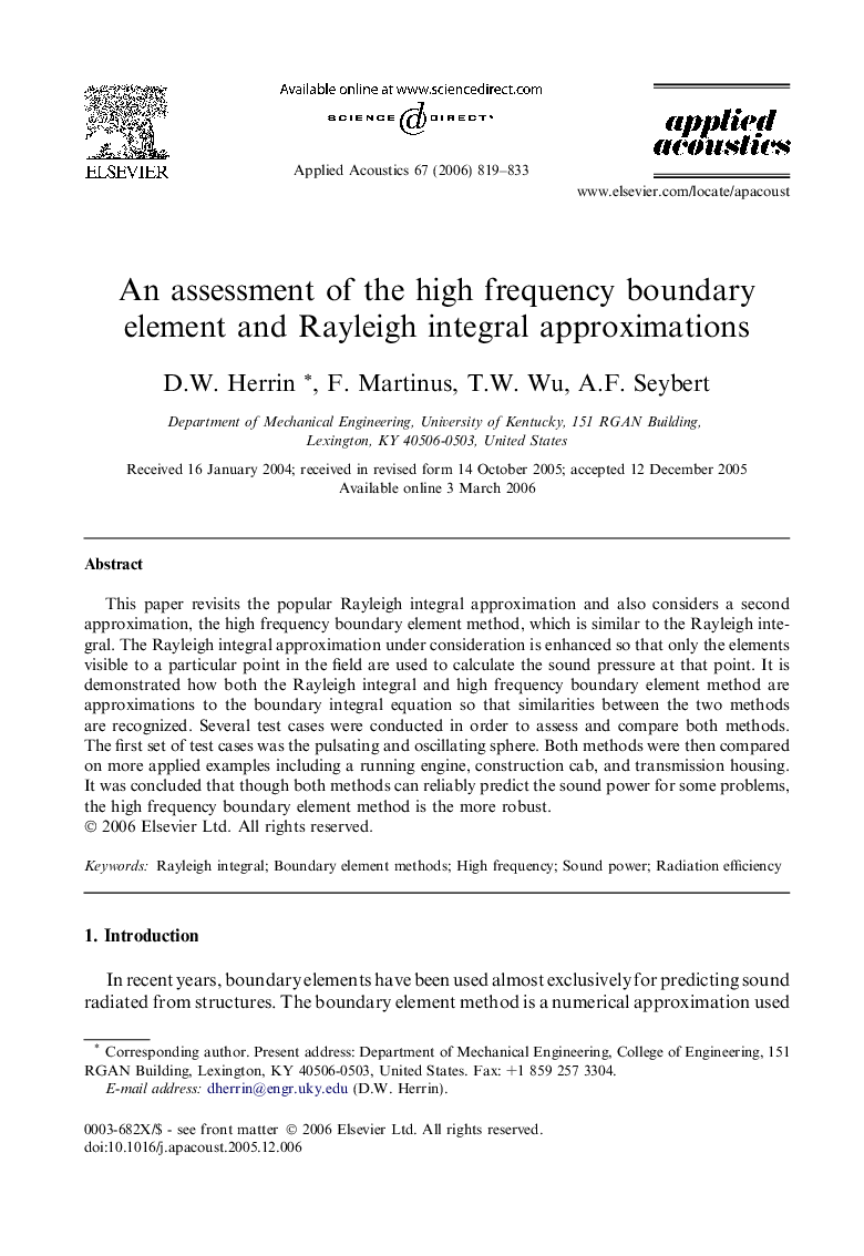 An assessment of the high frequency boundary element and Rayleigh integral approximations