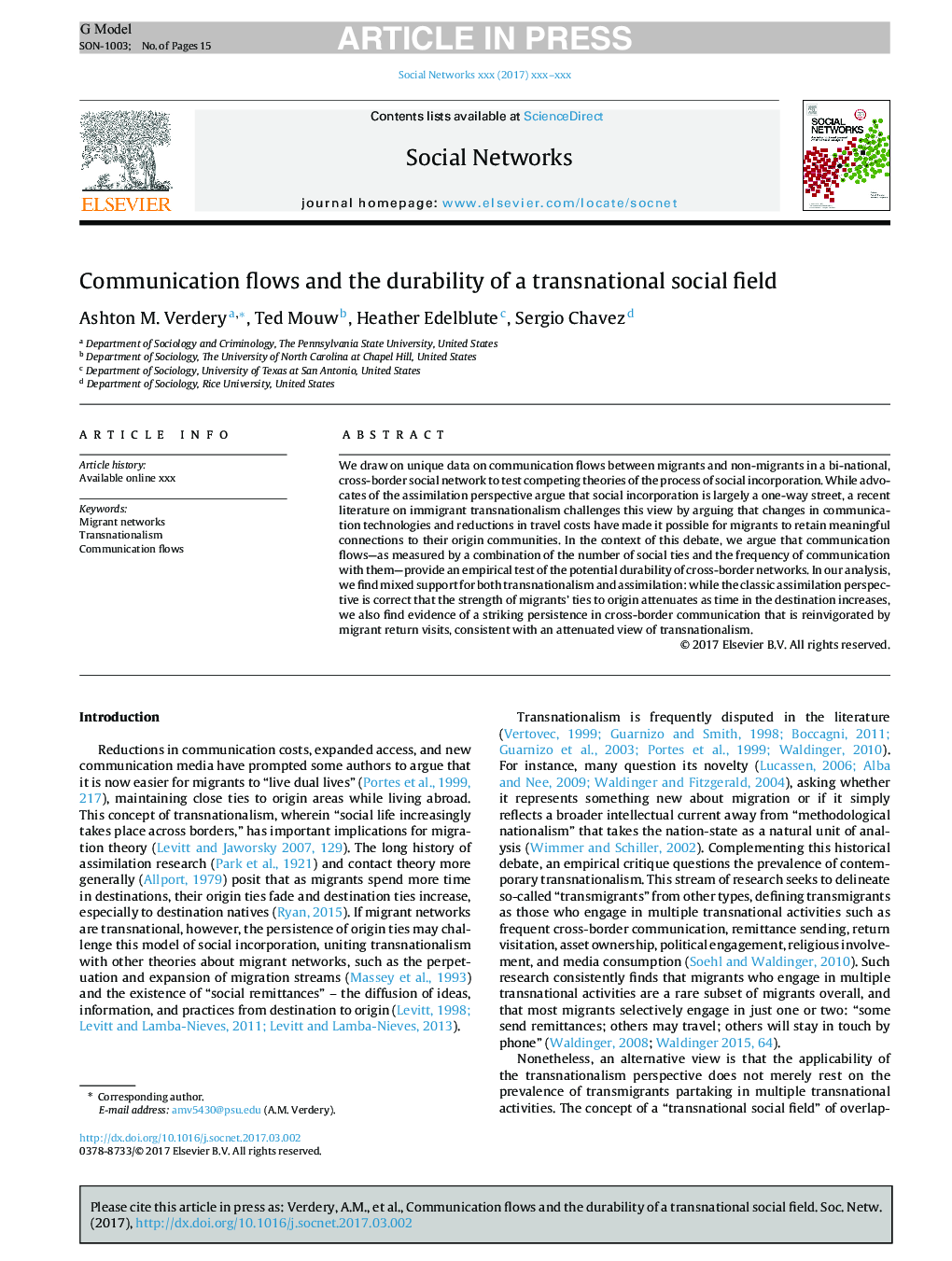 Communication flows and the durability of a transnational social field