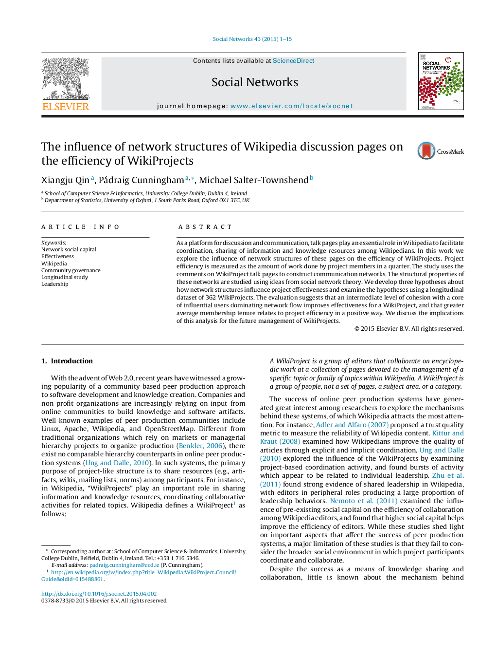 The influence of network structures of Wikipedia discussion pages on the efficiency of WikiProjects