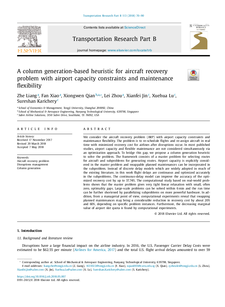 A column generation-based heuristic for aircraft recovery problem with airport capacity constraints and maintenance flexibility