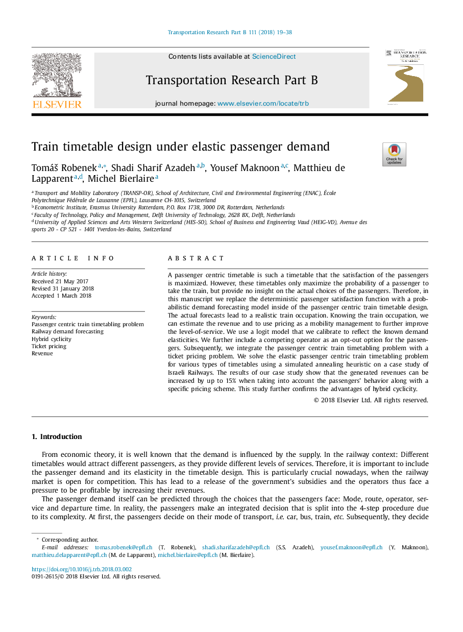 Train timetable design under elastic passenger demand