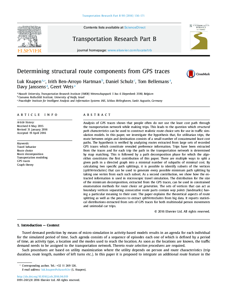 Determining structural route components from GPS traces