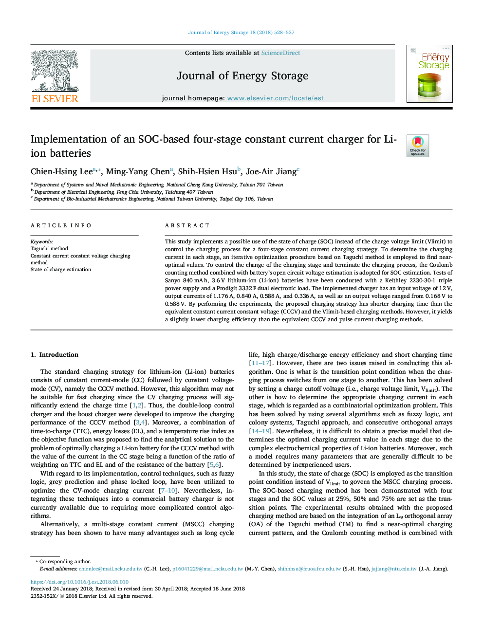 Implementation of an SOC-based four-stage constant current charger for Li-ion batteries