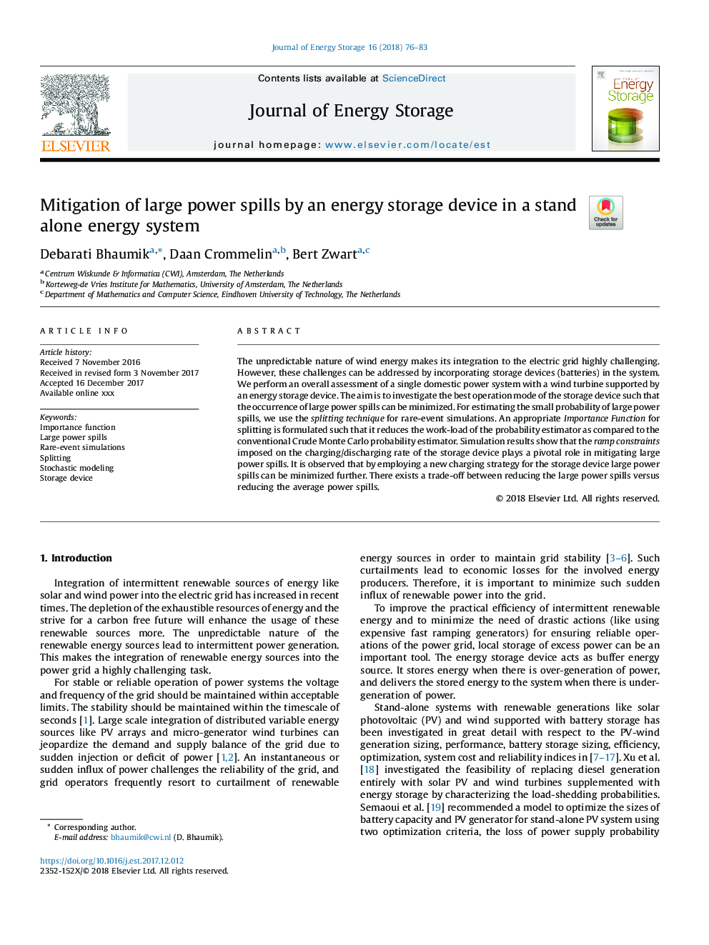 Mitigation of large power spills by an energy storage device in a stand alone energy system