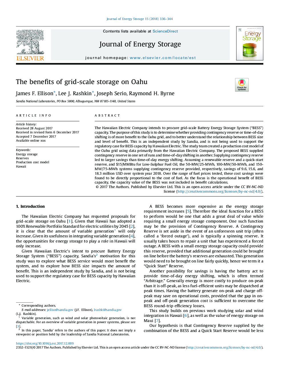 The benefits of grid-scale storage on Oahu