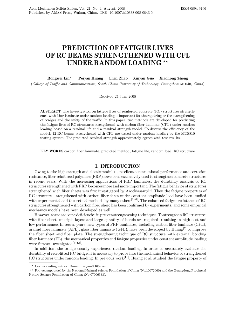 Prediction of fatigue lives of RC beams strengthened with CFL under random loading 