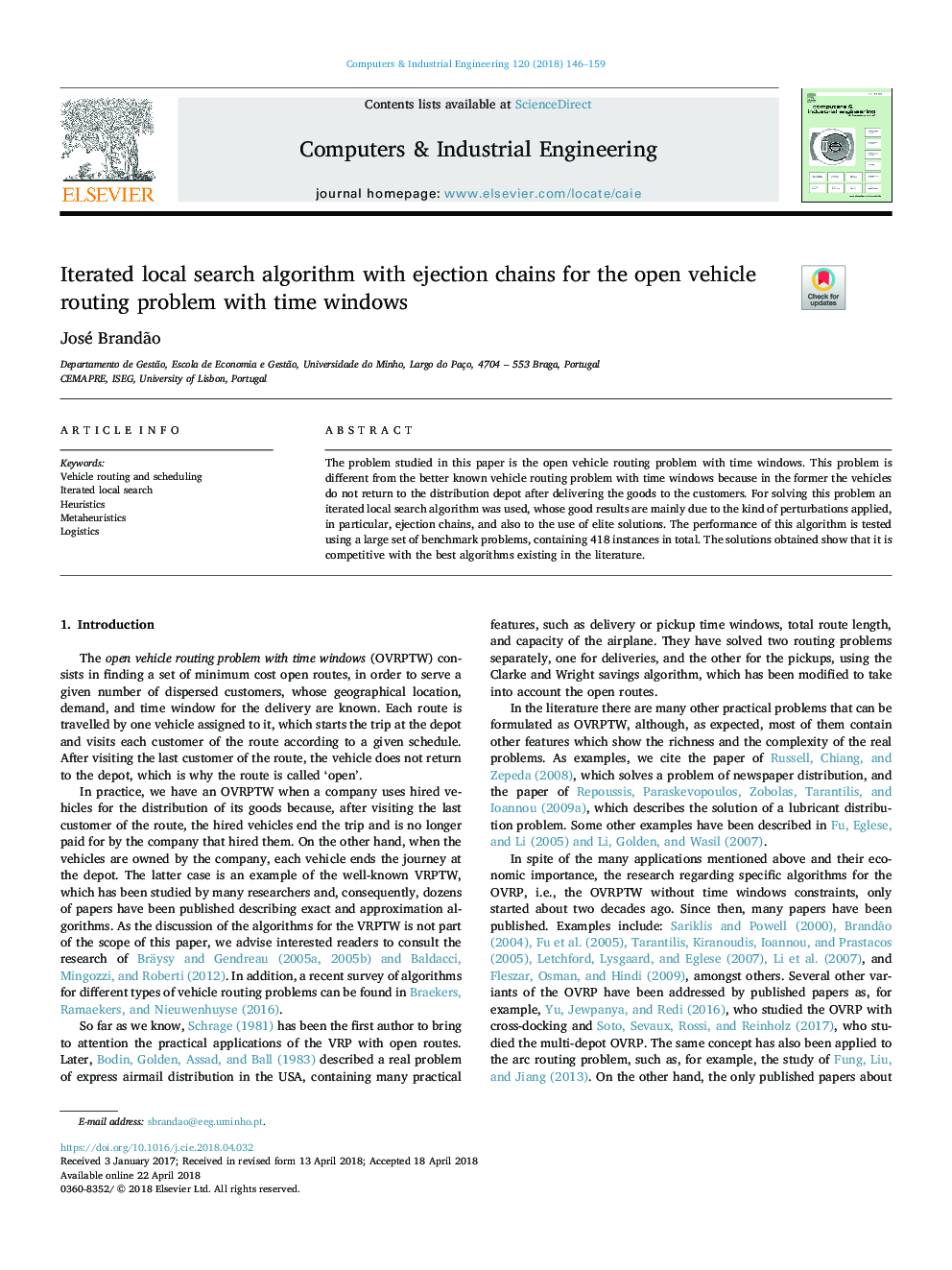 Iterated local search algorithm with ejection chains for the open vehicle routing problem with time windows