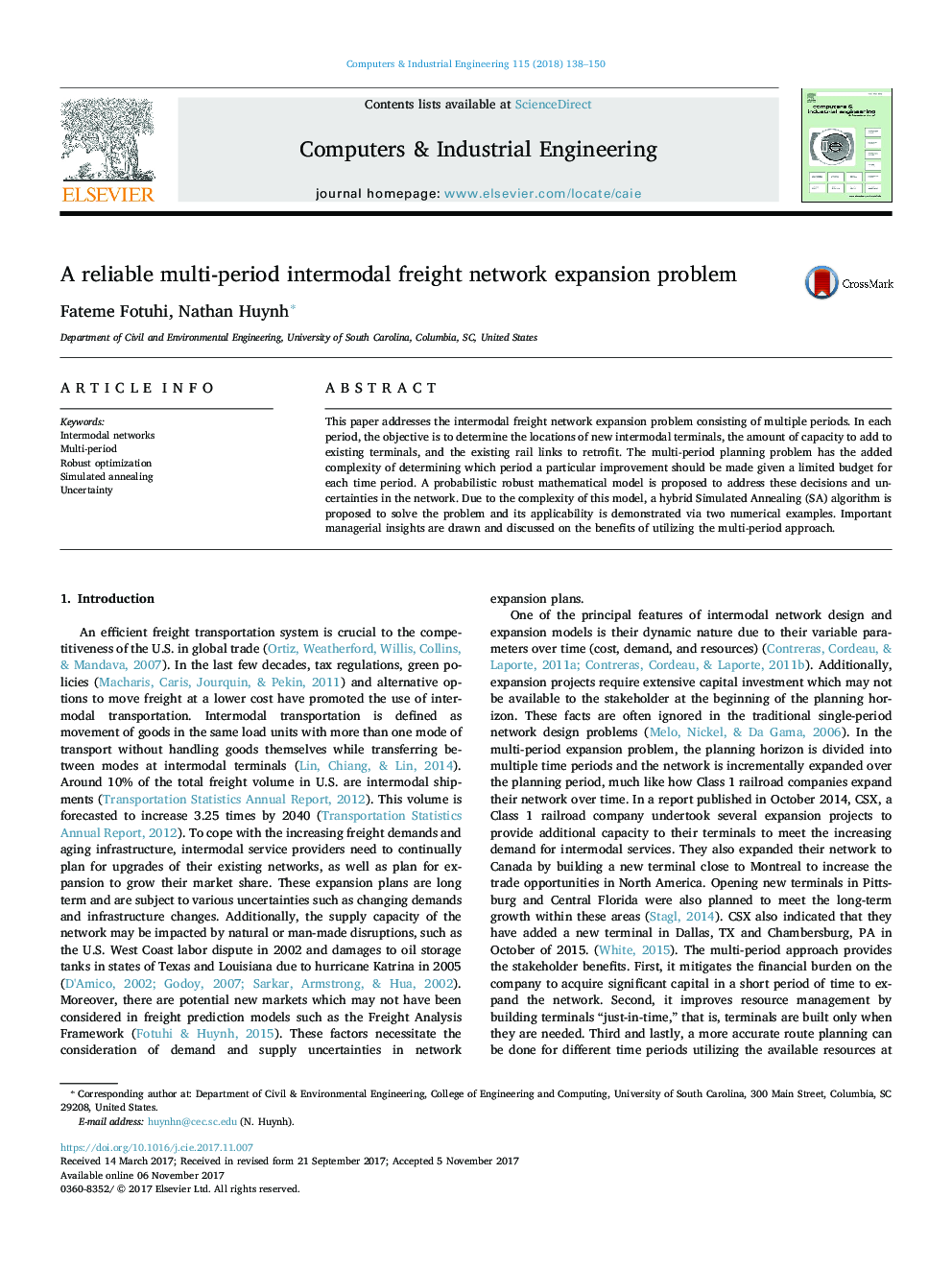 A reliable multi-period intermodal freight network expansion problem