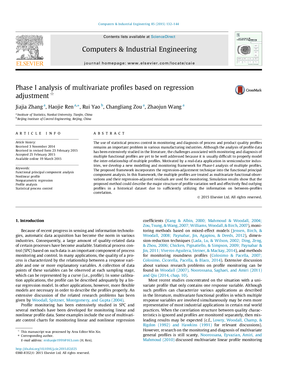 Phase I analysis of multivariate profiles based on regression adjustment