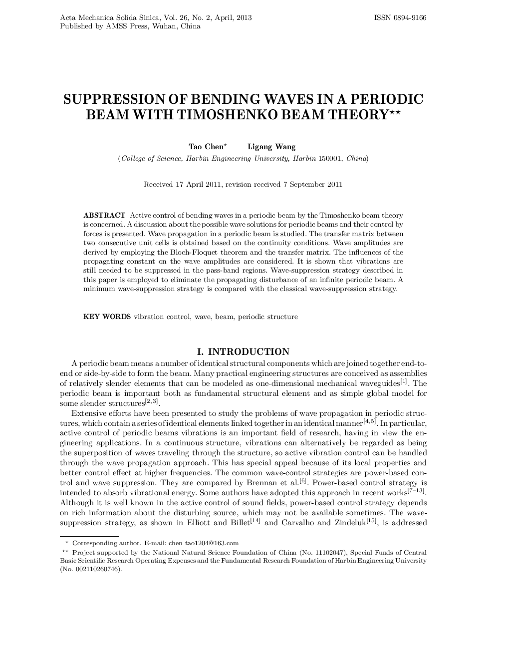 Suppression of bending waves in a periodic beam with timoshenko beam theory 