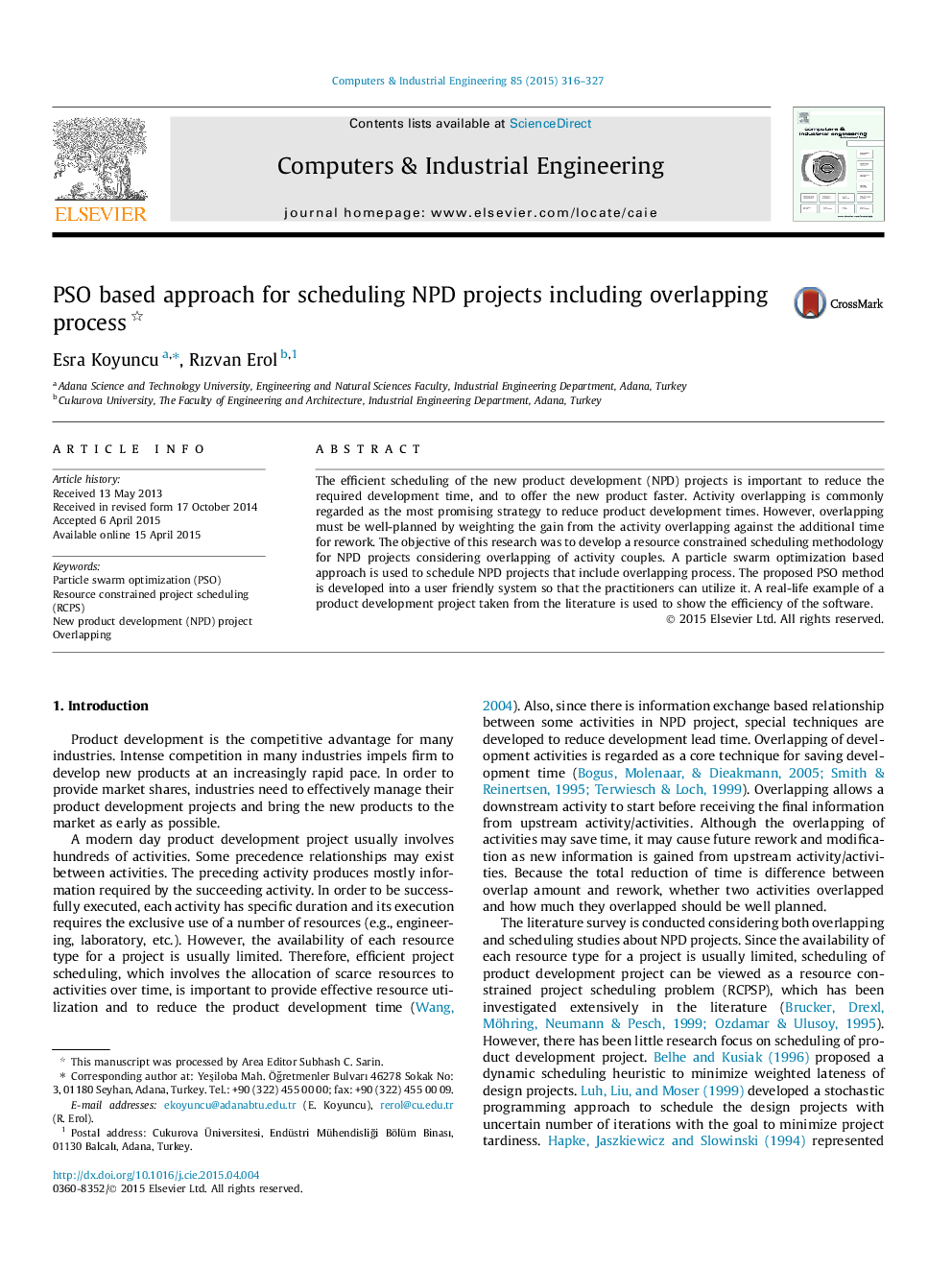 PSO based approach for scheduling NPD projects including overlapping process