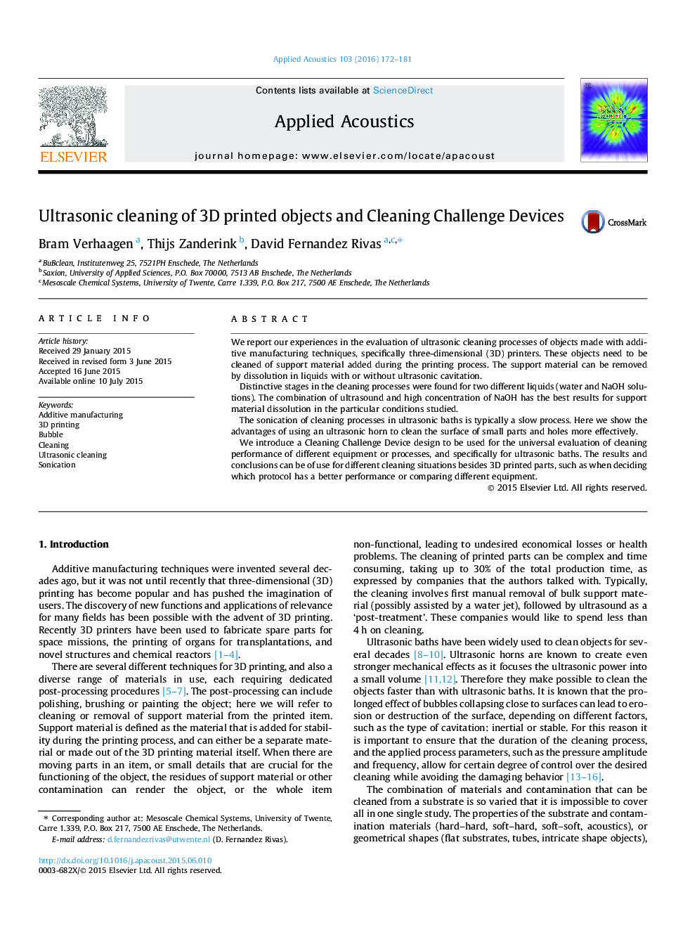 Ultrasonic cleaning of 3D printed objects and Cleaning Challenge Devices