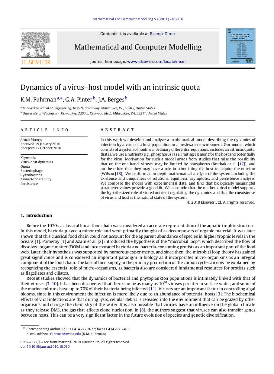 Dynamics of a virus-host model with an intrinsic quota