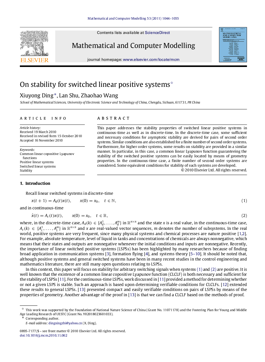 On stability for switched linear positive systems