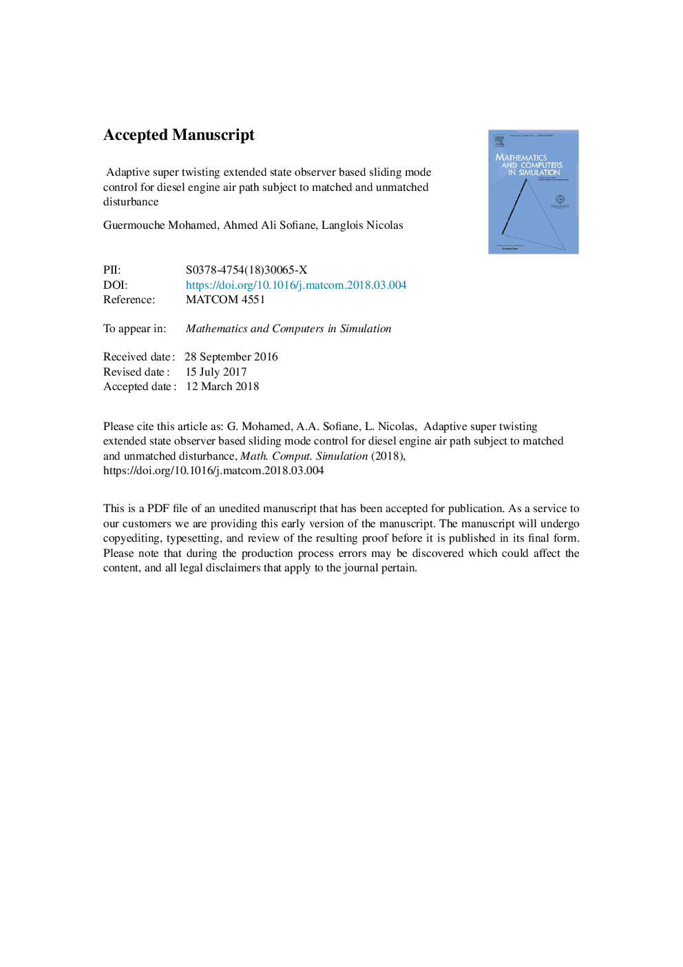 Adaptive super twisting extended state observer based sliding mode control for diesel engine air path subject to matched and unmatched disturbance