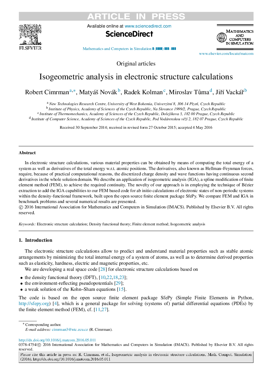 Isogeometric analysis in electronic structure calculations