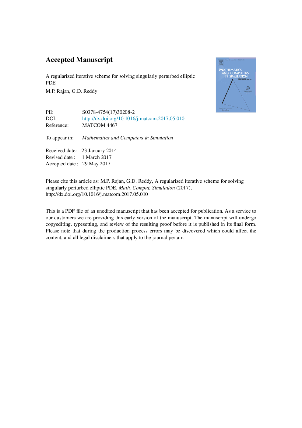 A regularized iterative scheme for solving singularly perturbed elliptic PDE