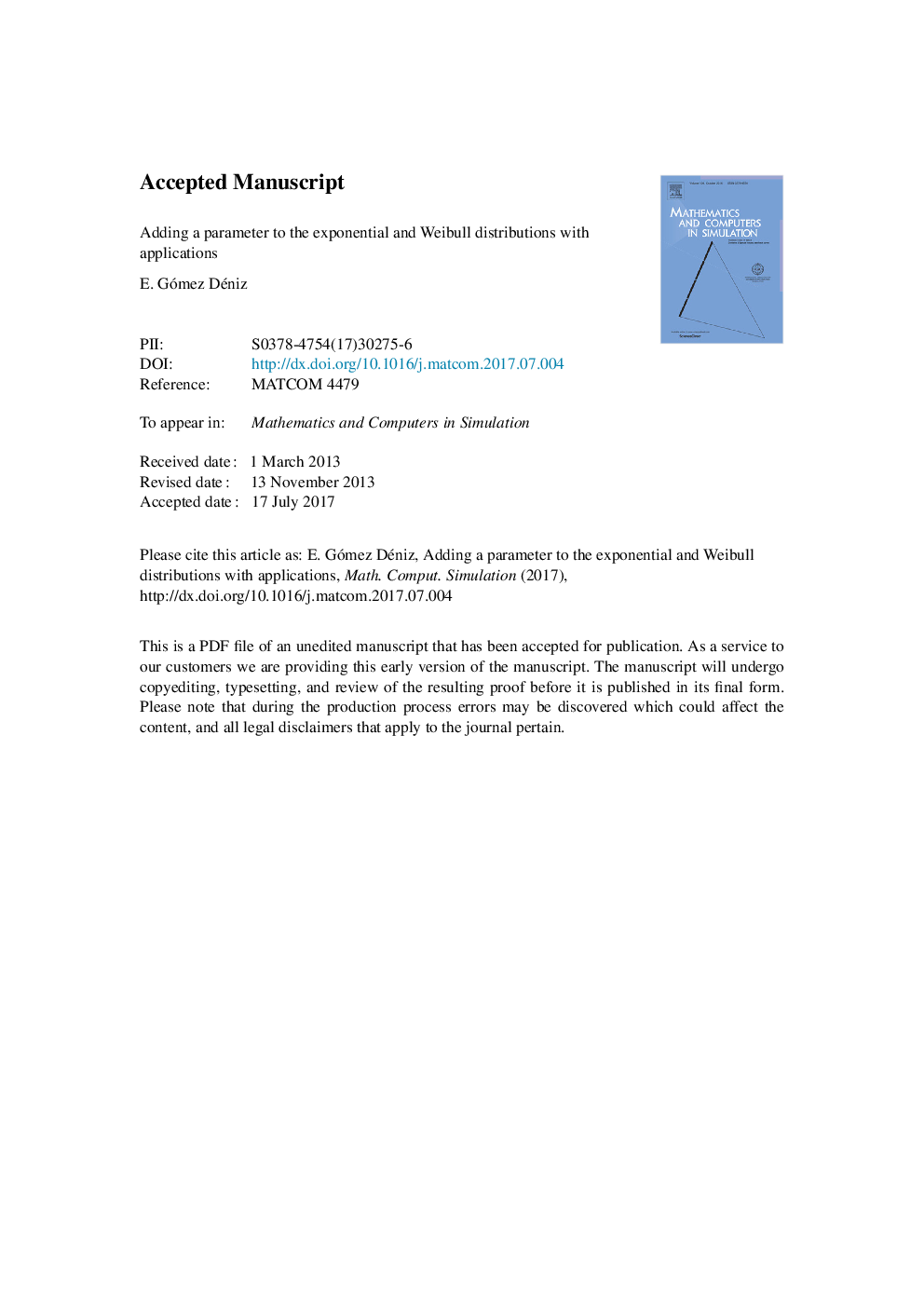 عکس صفحه اول مقاله: Adding a parameter to the exponential and Weibull distributions with applications Adding a parameter to the exponential and Weibull distributions with applications