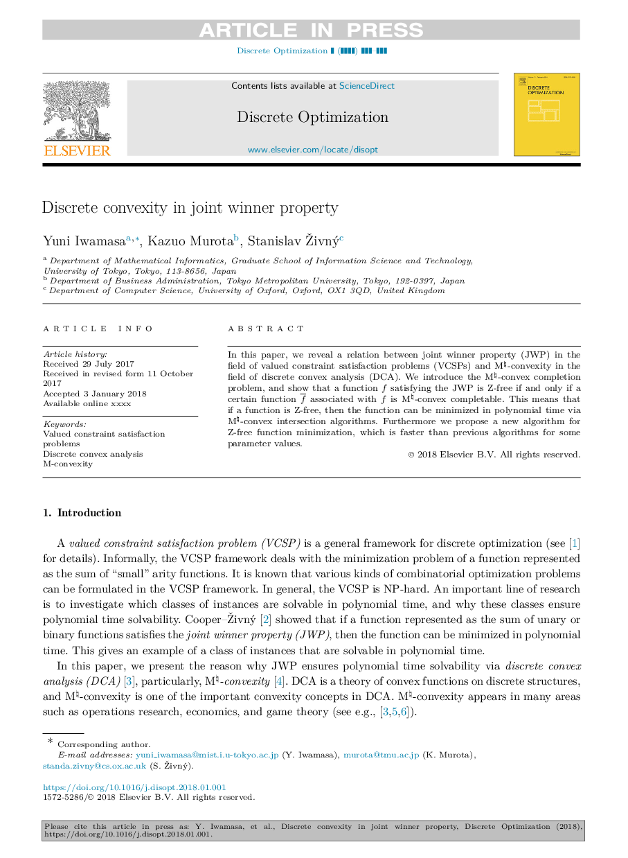 Discrete convexity in joint winner property