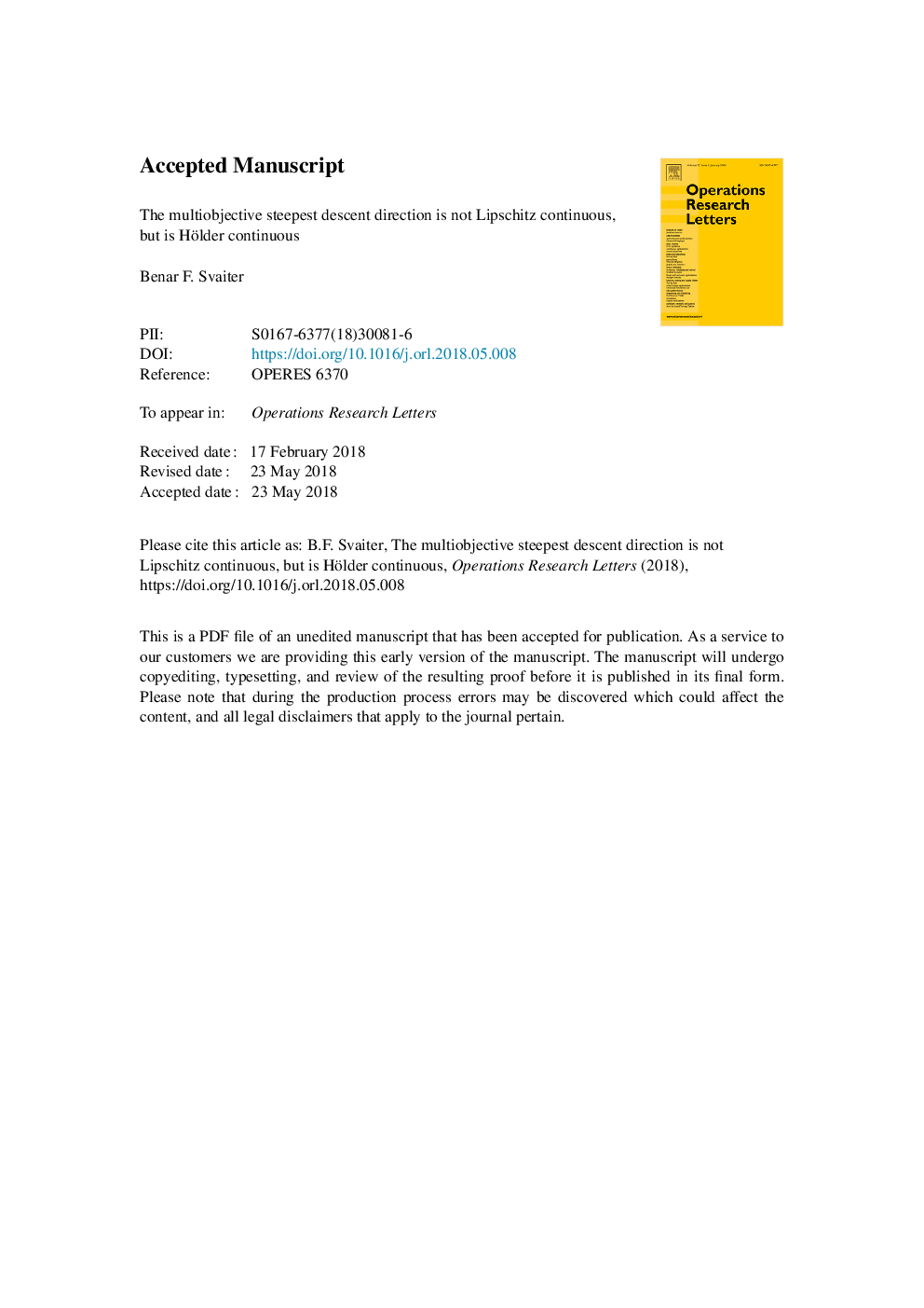 The multiobjective steepest descent direction is not Lipschitz continuous, but is Hölder continuous