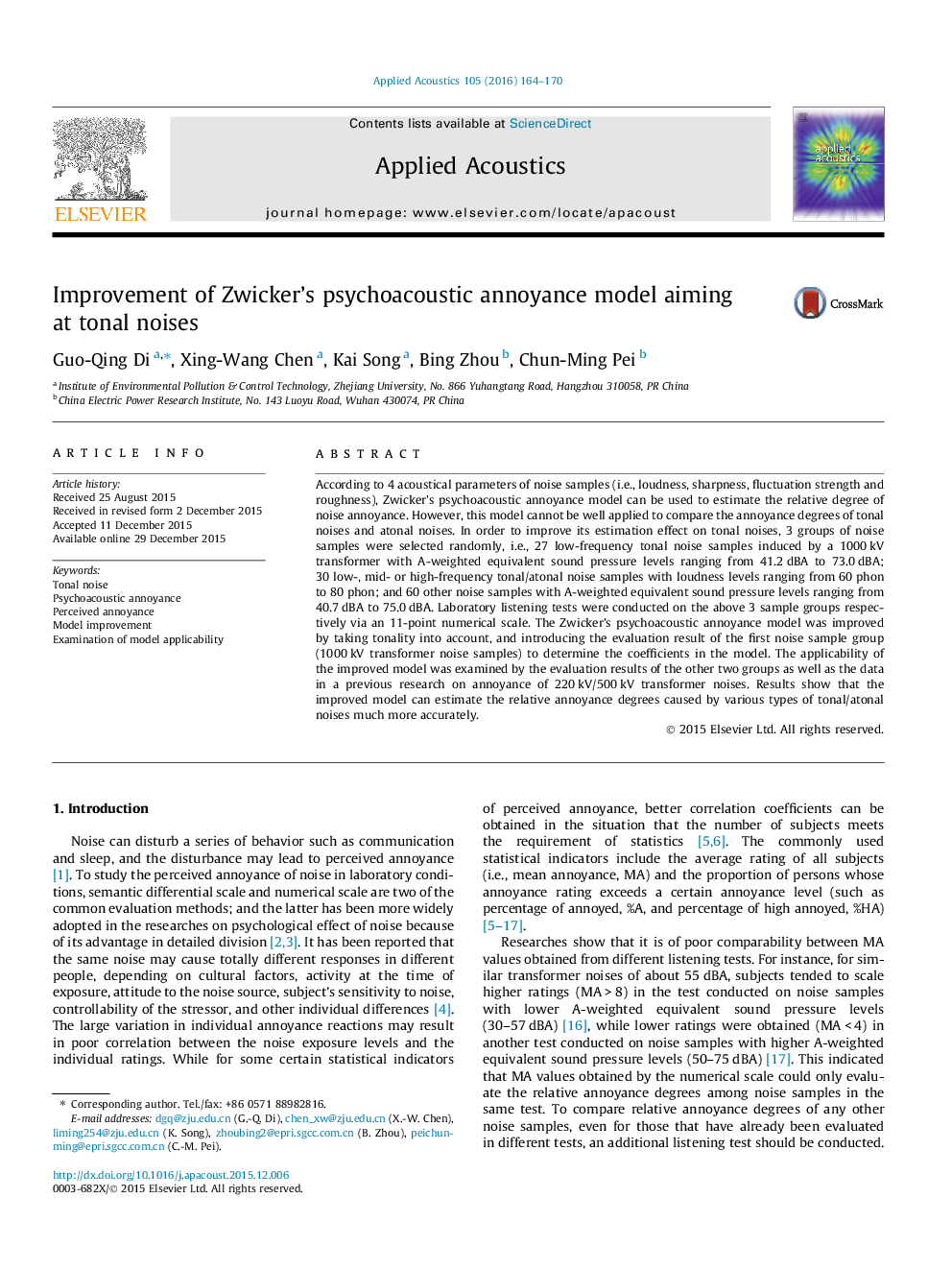 Improvement of Zwicker's psychoacoustic annoyance model aiming at tonal noises