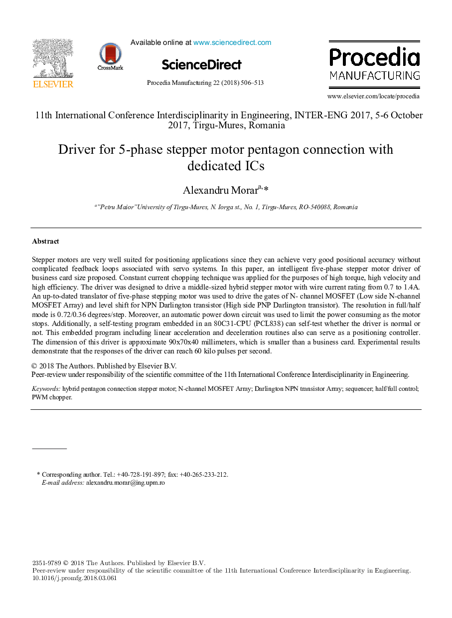 Driver for 5-phase stepper motor pentagon connection with dedicated ICs