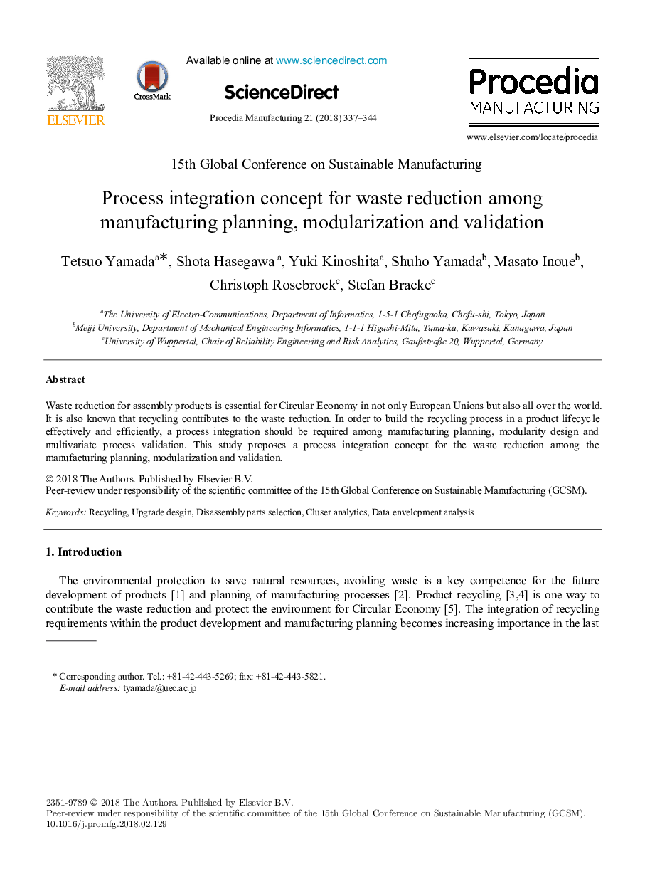 Process integration concept for waste reduction among manufacturing planning, modularization and validation