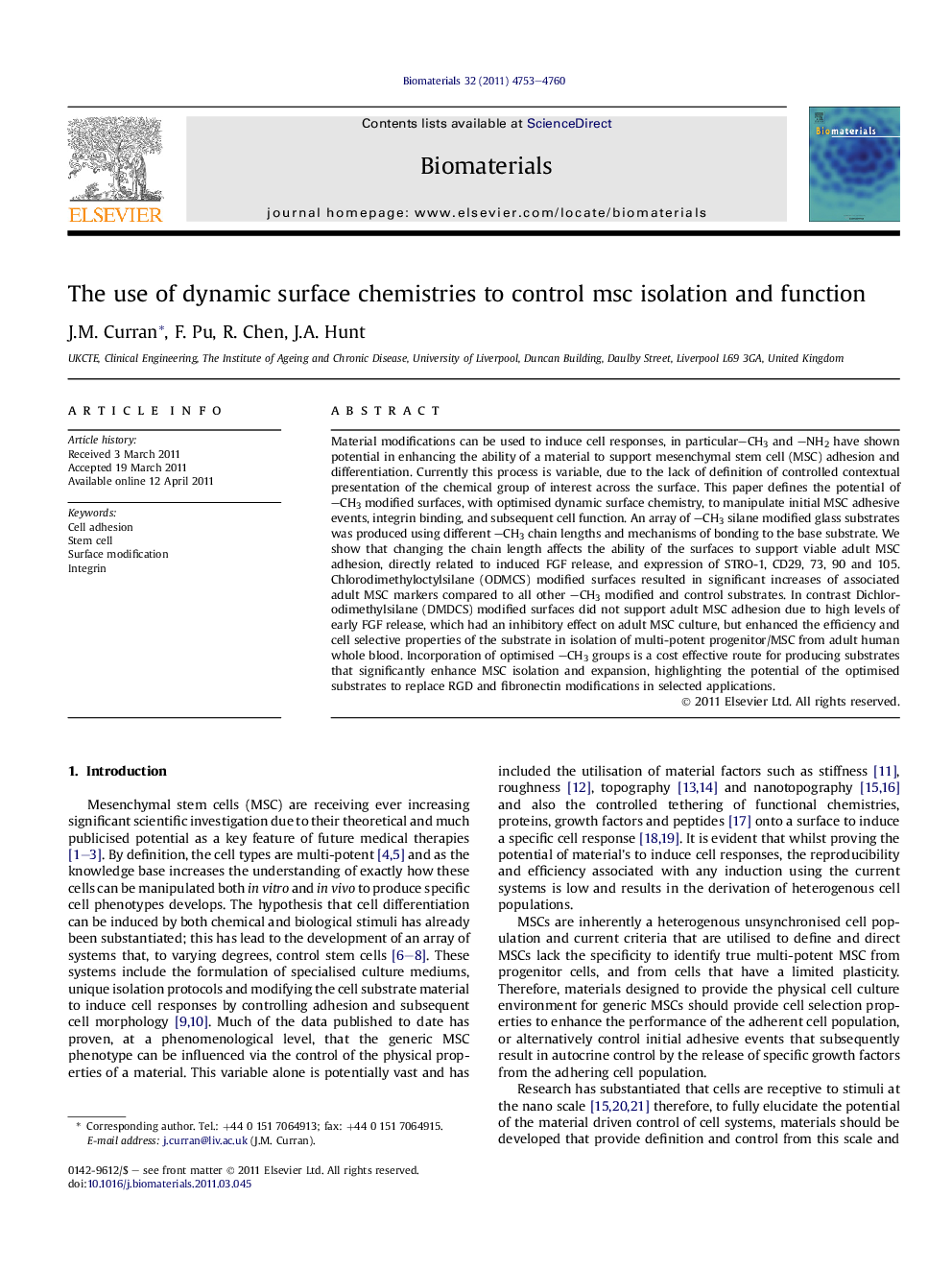 The use of dynamic surface chemistries to control msc isolation and function