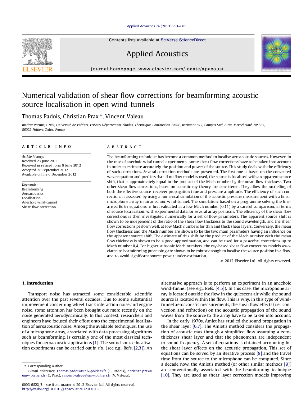 Numerical validation of shear flow corrections for beamforming acoustic source localisation in open wind-tunnels