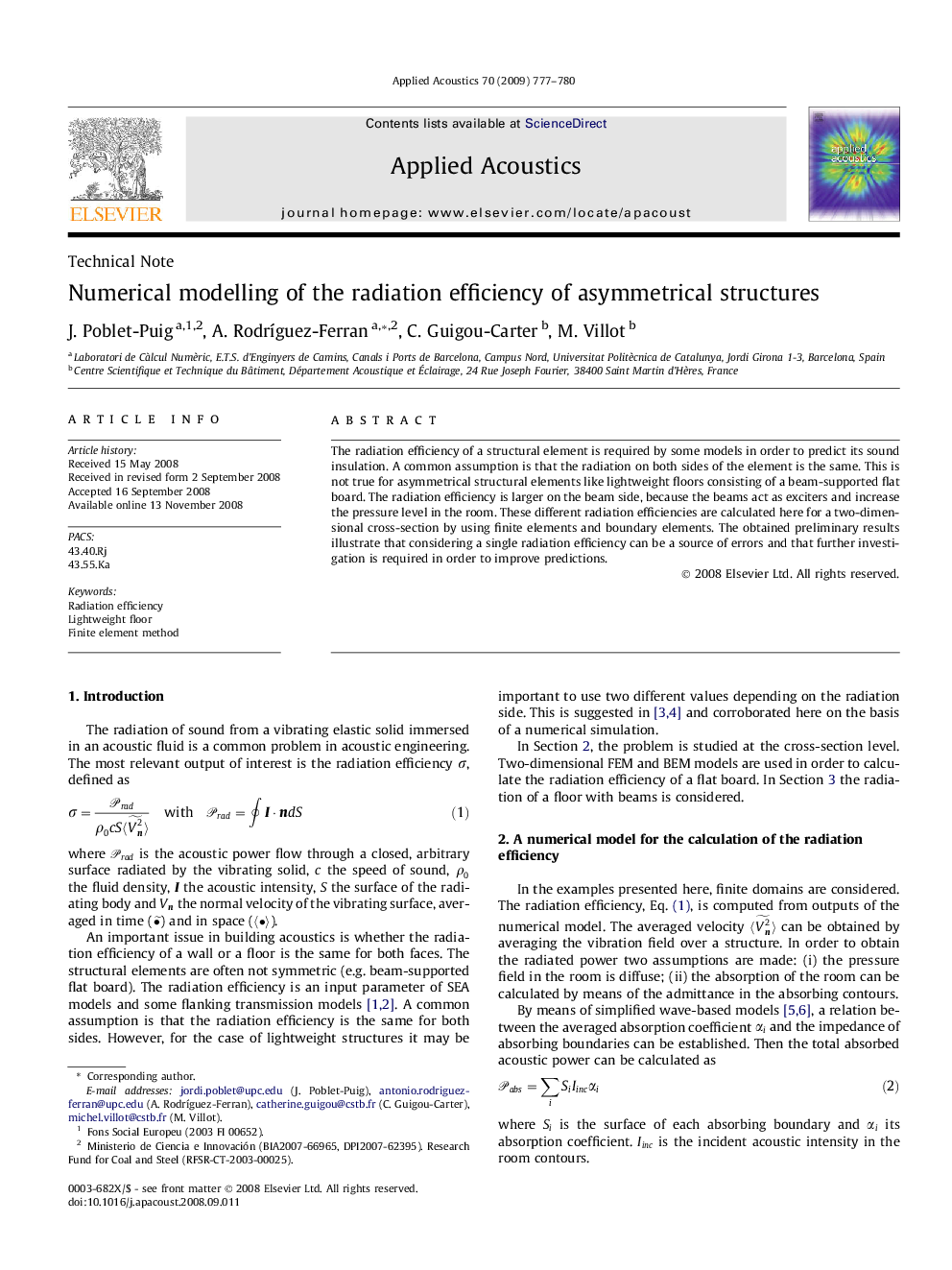 Numerical modelling of the radiation efficiency of asymmetrical structures