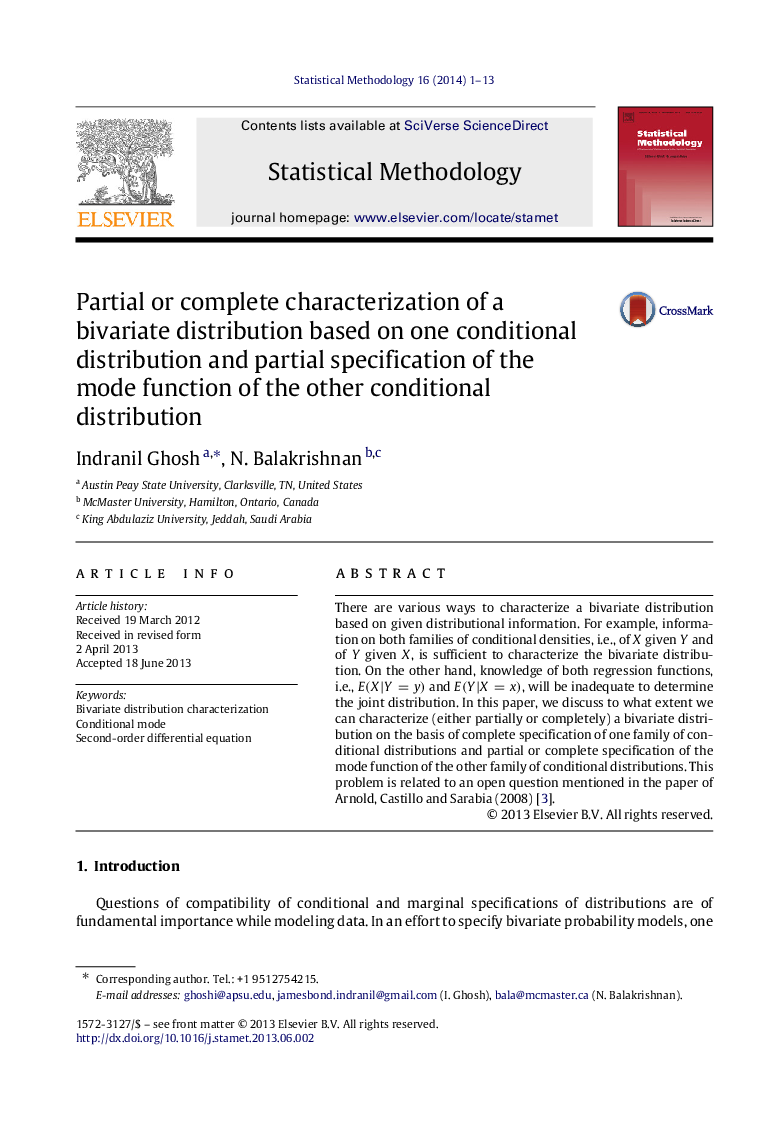 Partial or complete characterization of a bivariate distribution based on one conditional distribution and partial specification of the mode function of the other conditional distribution