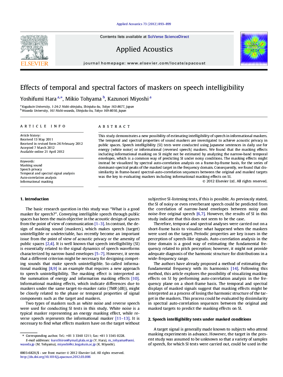 Effects of temporal and spectral factors of maskers on speech intelligibility