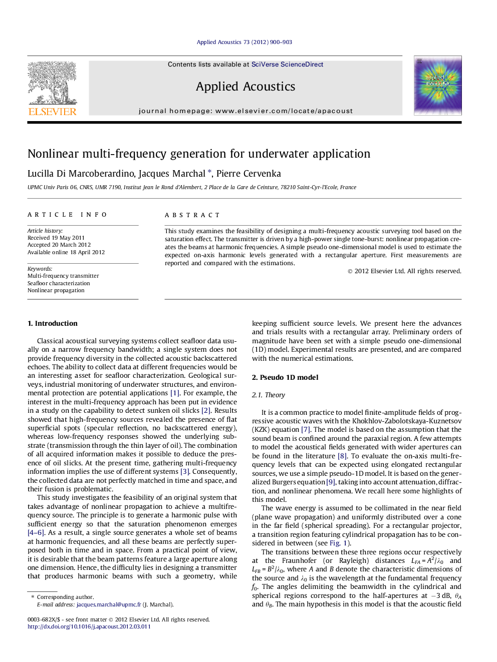 Nonlinear multi-frequency generation for underwater application