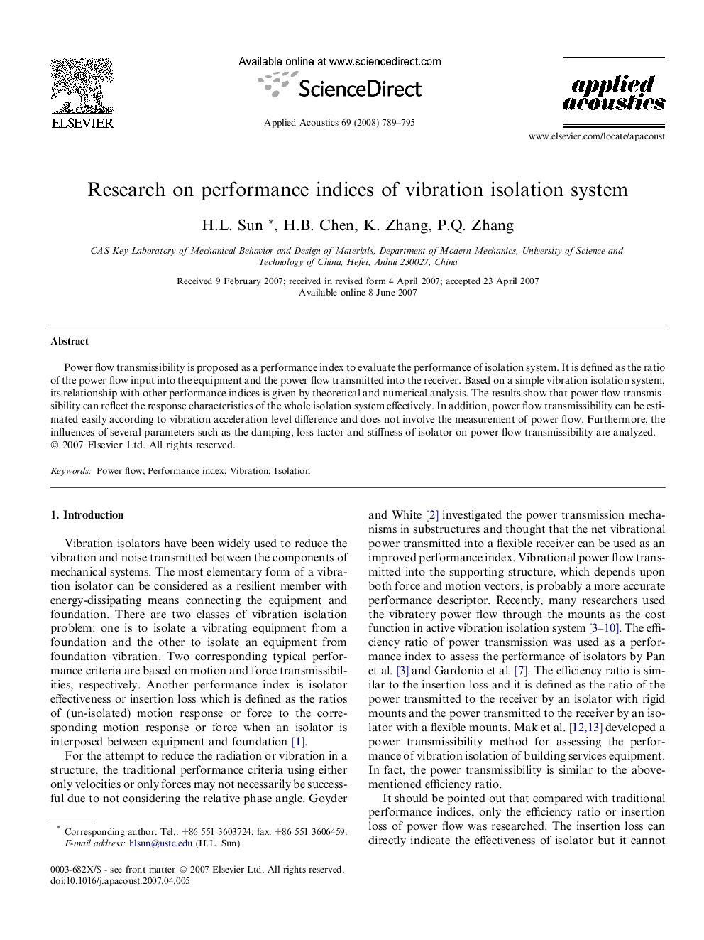 Research on performance indices of vibration isolation system