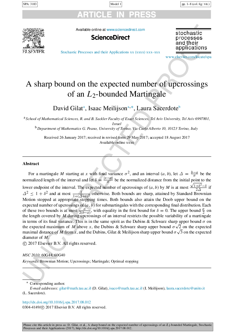 A sharp bound on the expected number of upcrossings of an L2-bounded Martingale