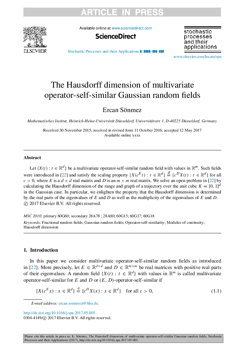 The Hausdorff dimension of multivariate operator-self-similar Gaussian random fields