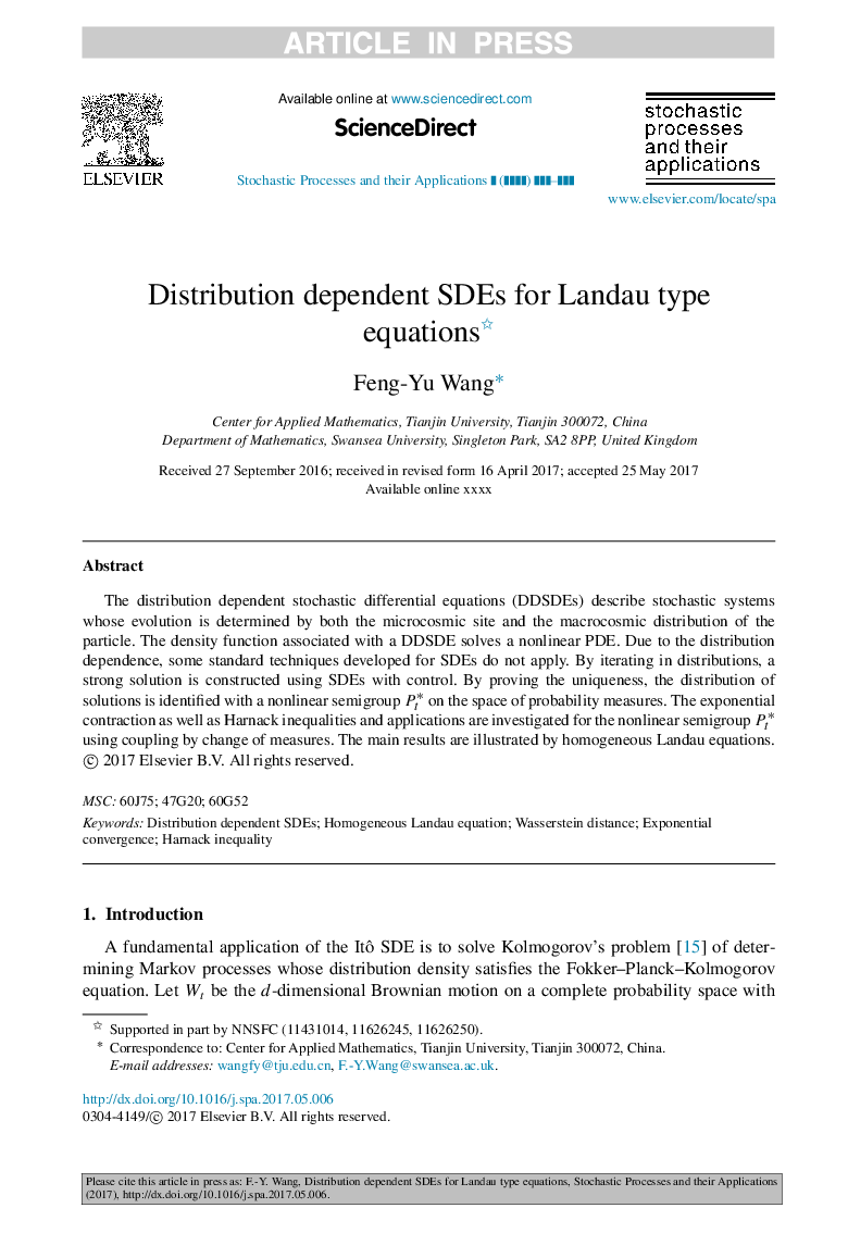 Distribution dependent SDEs for Landau type equations