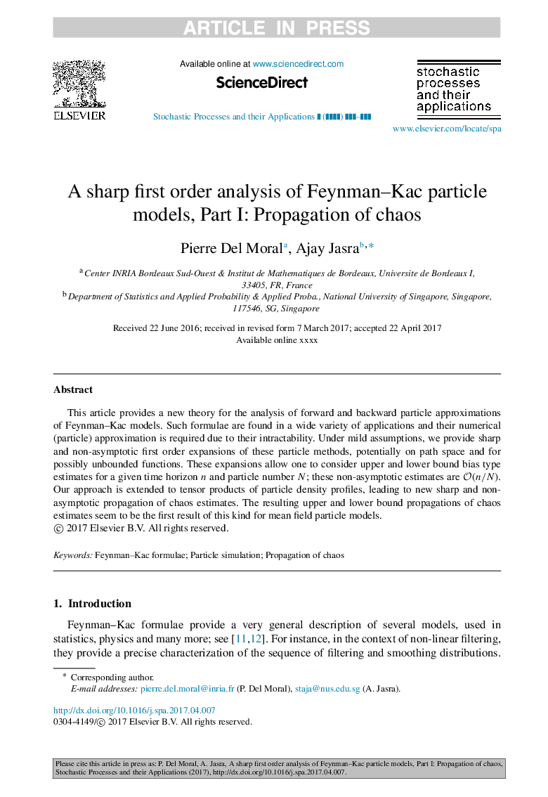 A sharp first order analysis of Feynman-Kac particle models, Part I: Propagation of chaos