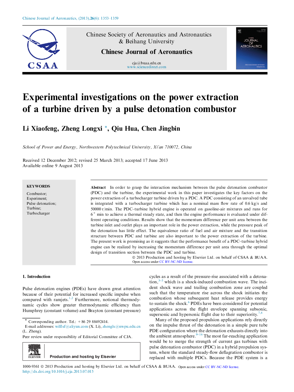 Experimental investigations on the power extraction of a turbine driven by a pulse detonation combustor 