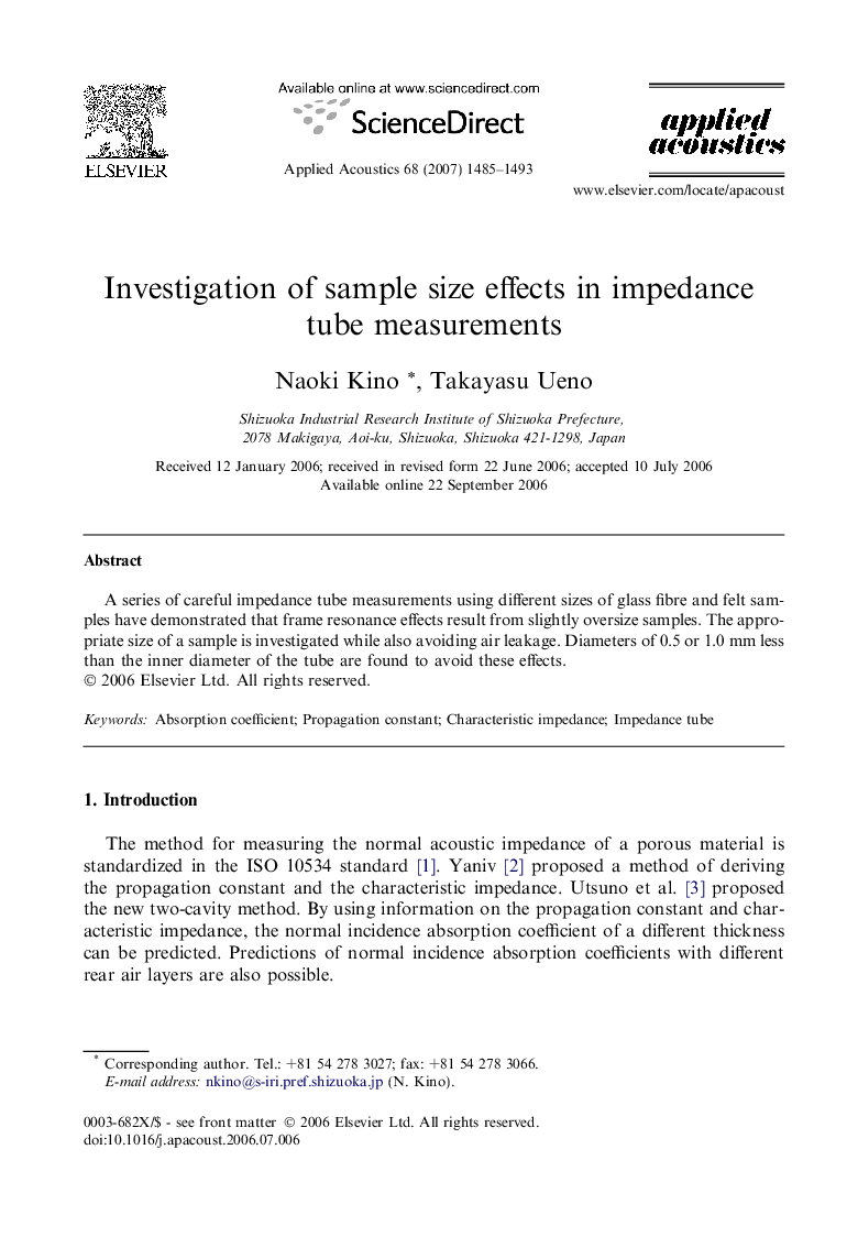 Investigation of sample size effects in impedance tube measurements