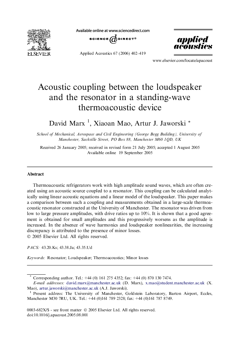 Acoustic coupling between the loudspeaker and the resonator in a standing-wave thermoacoustic device