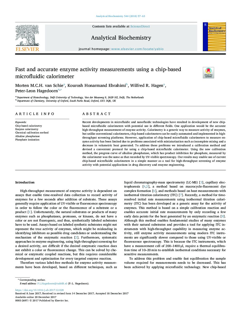 Fast and accurate enzyme activity measurements using a chip-based microfluidic calorimeter