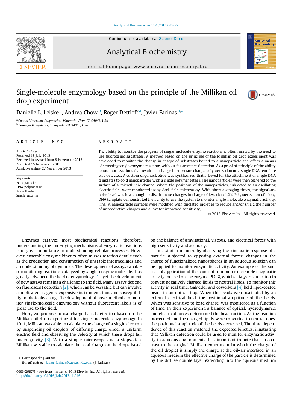 Single-molecule enzymology based on the principle of the Millikan oil drop experiment